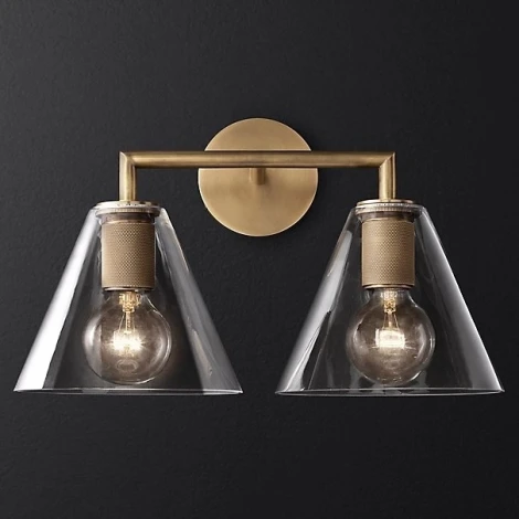 Бра Rh Utilitaire Funnel Shade Double Sconce Brass ImperiumLoft 44,545 (123267-22) (220V)
