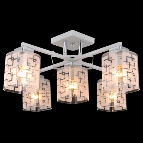 Люстра потолочная Natali Kovaltseva Pure, 5 плафонов, белый с хромом и прозрачным