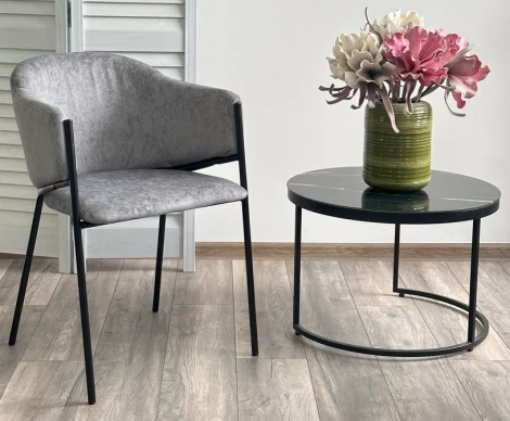 Стул M-City ДИЛЛ, цвет RAIN 17 серый, велюр / черный каркас