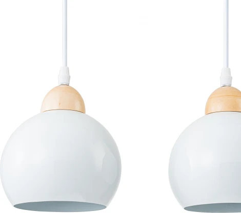 Подвесной светильник Escada Solo 10178/3S White 3х40Вт Е27, металл/дерево/пластик, белый/дерево (220V, на проводе, шарики)