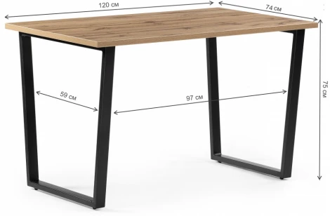 Стол Notta Лота Лофт 120 25 мм черный матовый / дуб вотан 489609