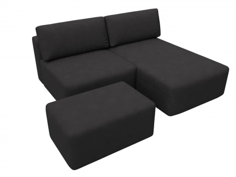 Диван угловой модульный с пуфом Лига-060 НПБ угол универсальный (ЛДСП,Брус,Фанера/Пластик/Замша/Коричневый) Лига Диванов 129690