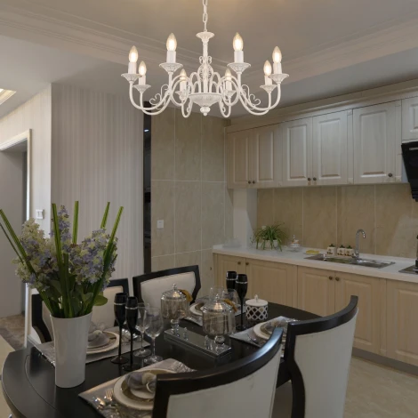 Подвесная люстра Arte Milano AM342620 342620/8 WT+SL (220V, на цепи, подсвечник, свеча)