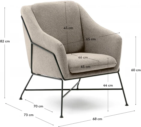 Brida Кресло бежевое на черных стальных ножках La Forma (ex Julia Grup) арт.181449