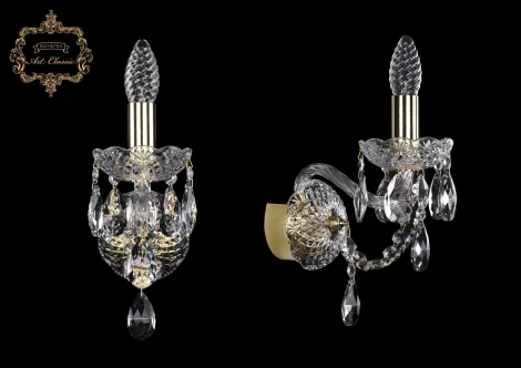 Бра Art Classic 10.21 10.21.1.141.Gd.Sp (220V, хрусталь, подвески, подсвечник, свеча)