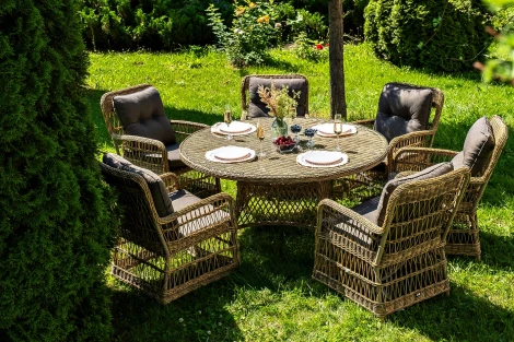 "Эспрессо–150 C" обеденная группа плетеная, цвет соломенный 4SIS арт.УТ-00008183
