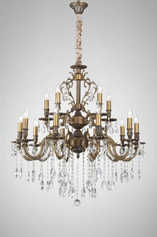 Большая люстра BARLETTA 1730.15 antique (220V, хрусталь K10, на цепи, подсвечник, свеча)