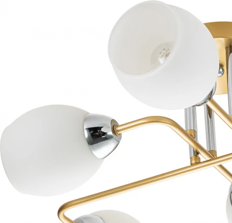 Потолочная люстра на штанге Escada Hope 1132/6P Gold 6x60Вт E27, металл/стекло, золото/серебро