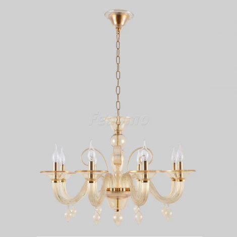 Люстра подвесная Crystal Lux Caetano, 8 ламп, золото с янтарным