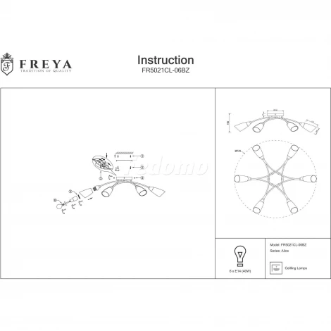 Потолочная люстра Freya Alice FR5021CL-06BZ