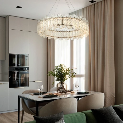 Подвесная люстра светодиодная хрустальная с пультом с регулировкой цветовой температуры Modelux MODELUX ML.350.800 GD