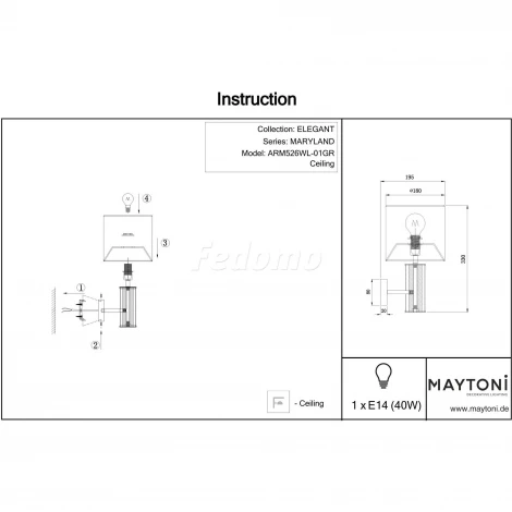 Бра Maytoni Maryland ARM526WL-01GR