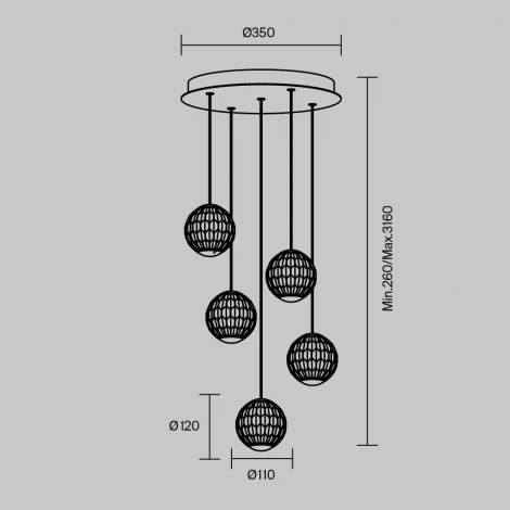 Подвесной светильник Maytoni Sapphire MOD293PL-L30BS3K (LED, 220V, на проводе, шарики)