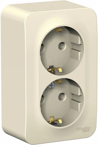 Розетка накладная двойная с заземлением (молочный) Systeme Electric Blanca BLNRA010212