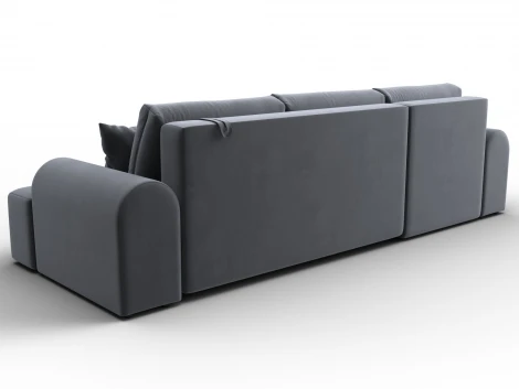 Диван угловой Лига-080 угол левый (ДСП/Пластик/Велюр/Серый) Лига Диванов 134748L