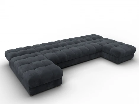 Диван П-образный Лига-116 НПБ (ДСП,ЛДСП,Велюр/Темно-серый) Лига Диванов 137313