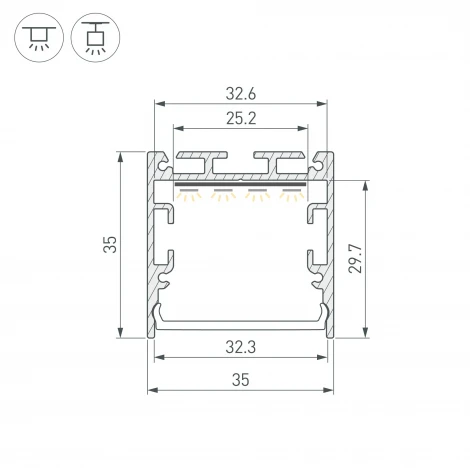 Профиль SL-LINE-3535-3000 BLACK с рефлектором (Arlight, Алюминий) 064463