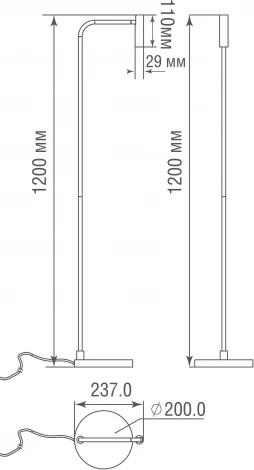 Торшер Donolux Saga T111018WW3B (LED, 220V, выключатель)