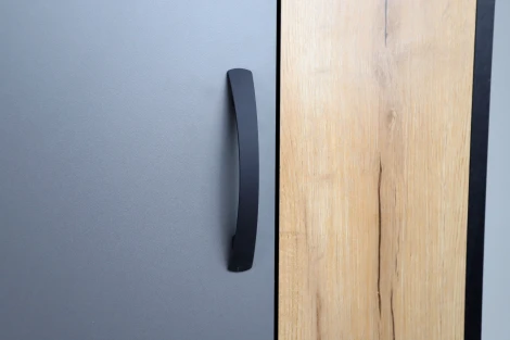 Шкаф Ивару ОЛЬГА-ЛОФТ 3, Дуб Крафт Золотой, Темно Серый