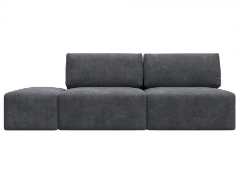 Диван прямой модульный с пуфом Лига-060 НПБ (ЛДСП,Брус,Фанера/Пластик/Велюр/Темно-серый) Лига Диванов 129670