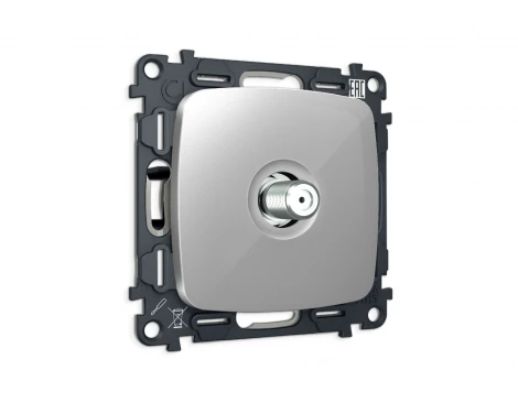 Комплект механизма ТВ-розетки SAT встраиваемый (серебро глянец) Ambrella Volt QUANT MO413050