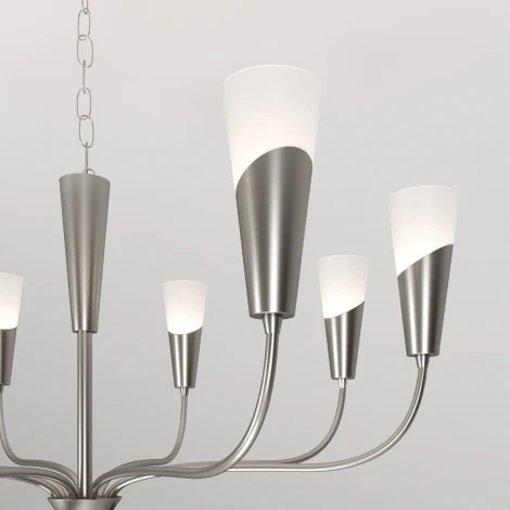 Подвесная люстра Wi-Fi Eurosvet Rhyton 60167/8 никель (220V, управление смартфоном, голосовое управление, умный дом - Minimir Home, Алиса, Маруся, Салют, на цепи)