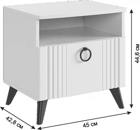 Ева Тумба прикроватная Mebelson (ЛДСП,МДФ,ПВХ,Пластик/Светлое дерево,Белый) арт.TE-01.3101