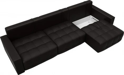 Диван прямой с полками Лига-053 НПБ Лонг Лига Диванов (Экокожа) арт.128919