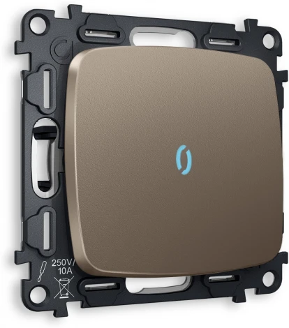 Комплект механизма Ambrella Volt 1-клавишного выключателя с подсветкой 10000K OMEGA MO632020 Темная бронза матовый QUANT