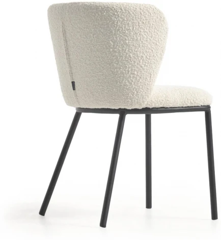 Стул Ciselia из белой ткани букле и черного металла La Forma (ex Julia Grup) арт.108355