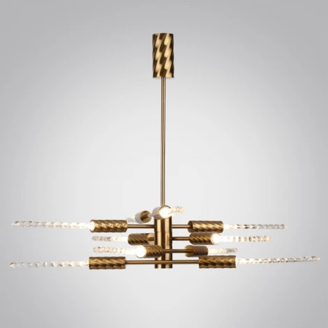 Потолочная люстра на штанге Odeon Light Kolos 5449/28L сатинированн.латунь/прозрачн./металл/стекло LED 28W (10*2.8W) 3000K (220V)