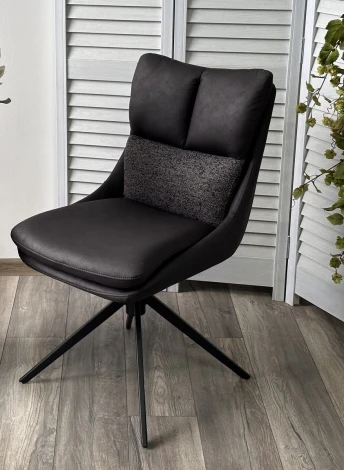 Стул LEROY 360 град. поворот Серый Maison 99# / OTE COBBLE 457 / черный каркас, ®DISAUR (арт.621M05777)