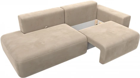 Диван прямой Лига-036 НПБ Модерн подлокотник справа (Бежевый/Велюр) Лига Диванов арт.121339