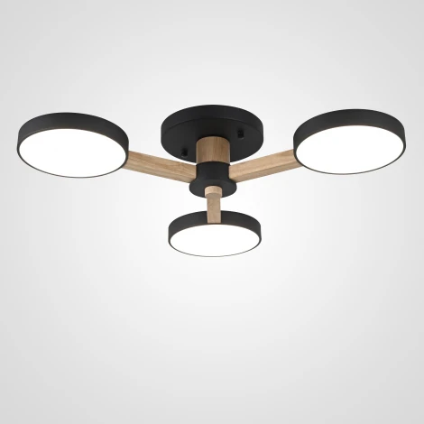 Потолочная люстра Wi-Fi на штанге Turna 3 Black By ImperiumLoft Turna01 (LED, 220V, голосовое управление, умный дом - Алиса)