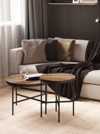 Стол журнальный МеталлАрт М011 МАЛЫЙ коричневый дуб/черный Mebelik 009489