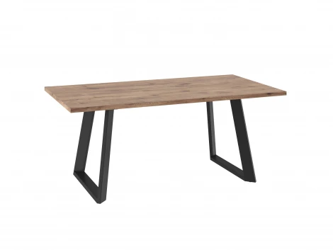 Стол LUX RADIAL 180, Дуб Веллингтон, Черный МАМАДОМА Лофт 102148