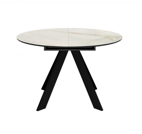 Стол DikLine SKC110 d1100 Керамика глянец Ostra Bianco (мрамор глянец белый)/подстолье черное/опоры черные 00-00081865