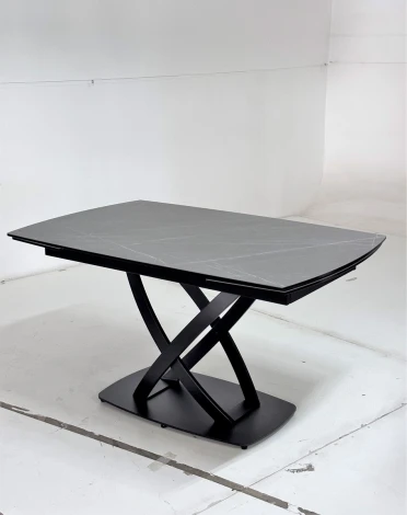 Стол FOGGIA 140 KL-136 Серый мрамор матовый, итальянская керамика/ черный каркас М-City