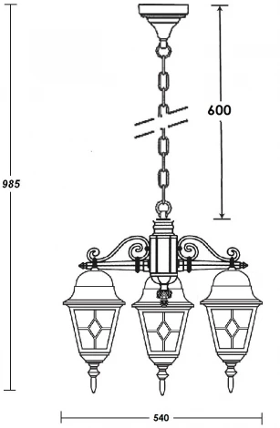 Уличный светильник подвесной Oasis Light QUADRO M lead GLASS 79970MlgG/3 Bl (220V, на цепи, IP44)