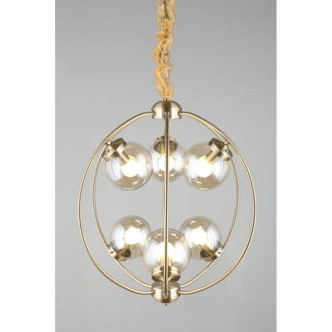 Подвесная люстра Omnilux Serrano OML-94513-06 (220V, на цепи, шар, шарики)
