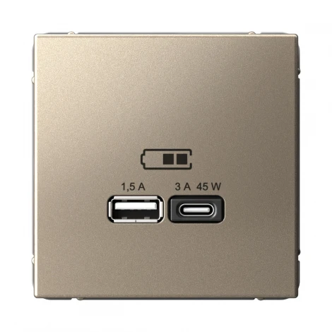 Розетка с быстрой зарядкой USB Type A+С 45Вт (шампань) Systeme Electric GAL000529