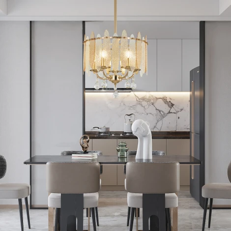 Подвесная люстра хрустальная на штанге Arte Milano Sorrento-4309 374309/5/350/380 GD (220V)