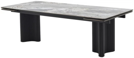 Стол АДАЖИО 240 (320) см цвет МИНЕРАЛ (MINERAL STONE NATURAL), керамика / Черный каркас M-City 64410