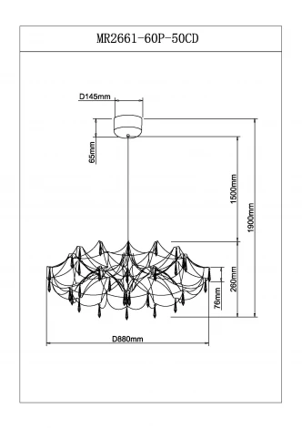 Подвесная люстра светодиодная с пультом и хрустальными подвесками K9 MyFar Ersilia MR2661-60P-50СD