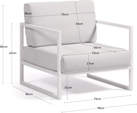 Кресло из ротанга La Forma (ex Julia Grup) Comova (Белый/ Пена,Металл,Алюминий,Искусственные волокна)