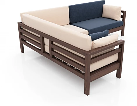 Диван Arsko Домино У орех велюр молочный/синий