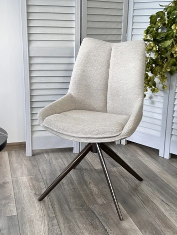 Стул M-City OSKAR 360 град. поворот. KN01-05 Бежевый/ BZ1046-11 Бежевый/ Шоколадное золото каркас