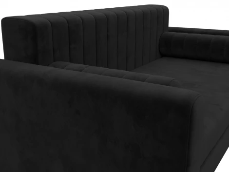 Диван прямой Лига-070 (ЛДСП,Брус,Фанера/Дерево/Велюр/Черный) Лига Диванов 129748