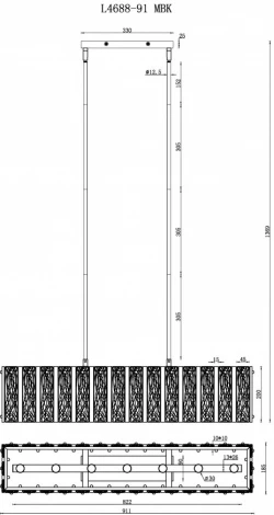 Потолочная люстра на штанге iLamp Panorama L4688-91 MBK (220V)