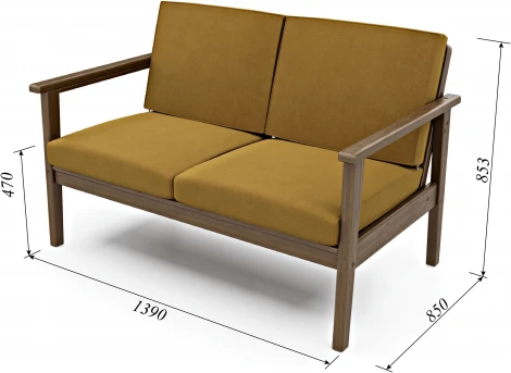 Диван Arsko прямой Лориан М орех велюр горчичный